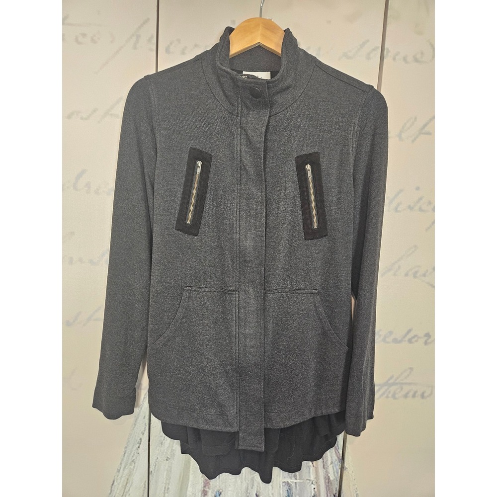 Cabi‎ Love Carol 3184 Jacket Charcoal Gray Layered Mesh Back Cinch Womens Medium